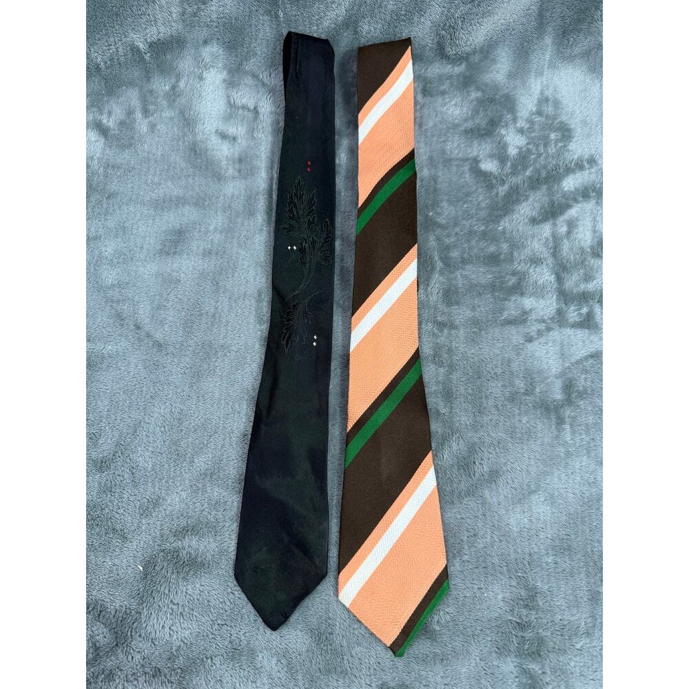 Carven Paris Embroidered Tie Mode Star Paris Stripe Vintage French Designer Ties